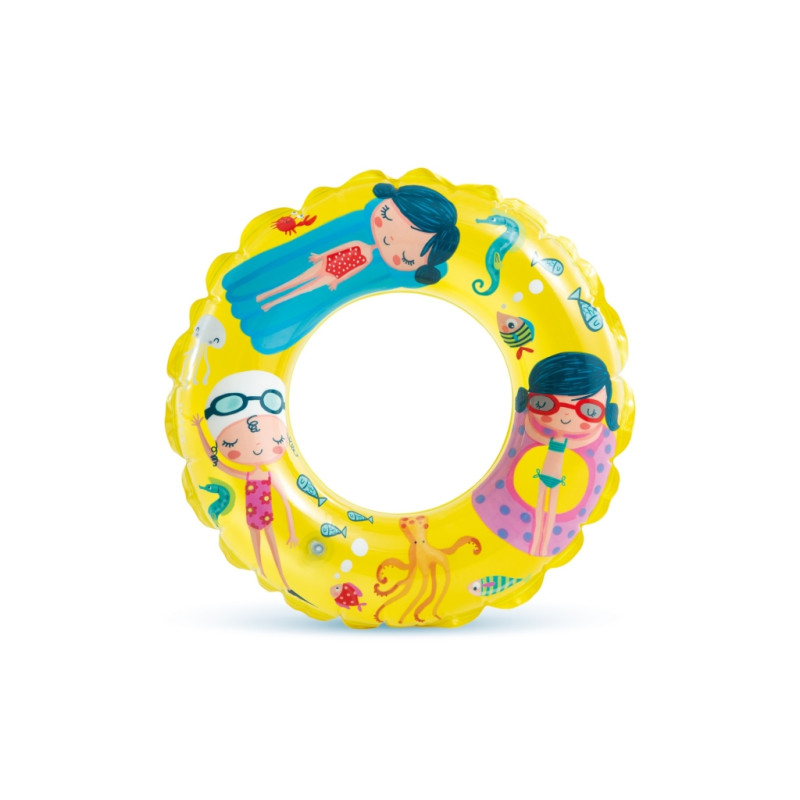 Sarı Basklı Simit 61 cm (6-10 Yaş) Yüzme Simidi Havuz Deniz Şişme Yüzücü  Sea Ring Pool