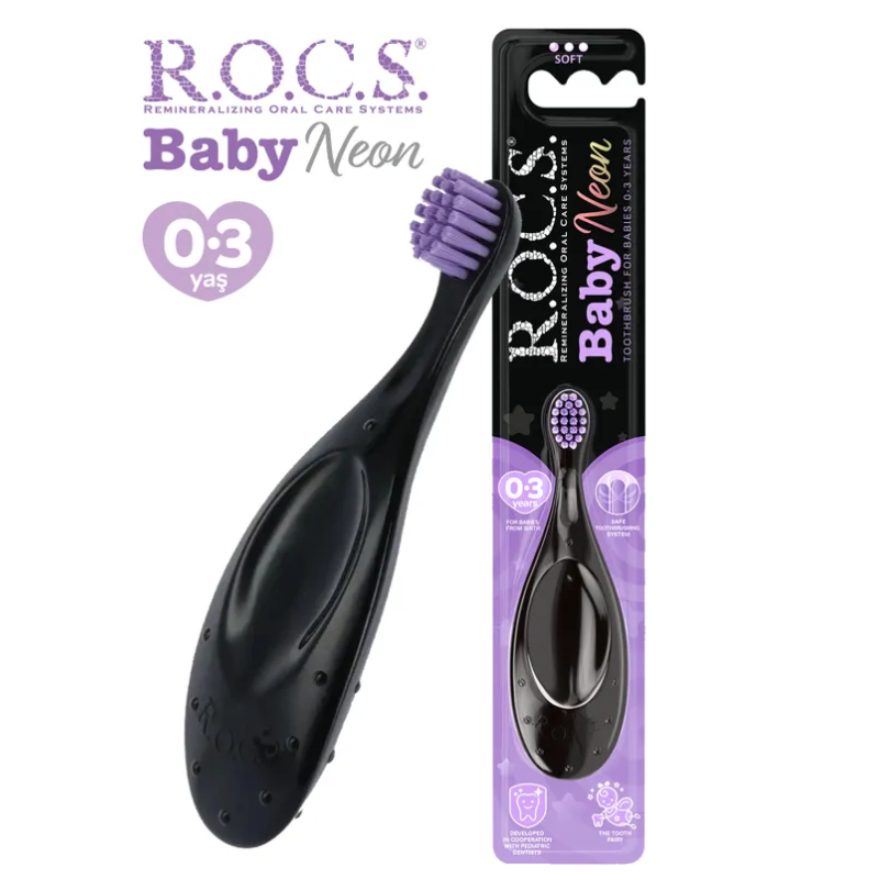 R.O.C.S. Baby Neon 0-3 Yaş Ekstra Yumuşak Diş Fırçası ( Mor)