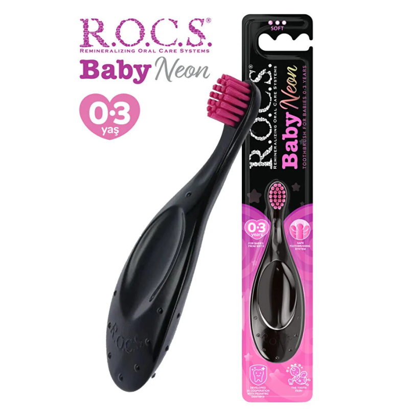 R.O.C.S. Baby Neon 0-3 Yaş Ekstra Yumuşak Diş Fırçası ( Pembe)