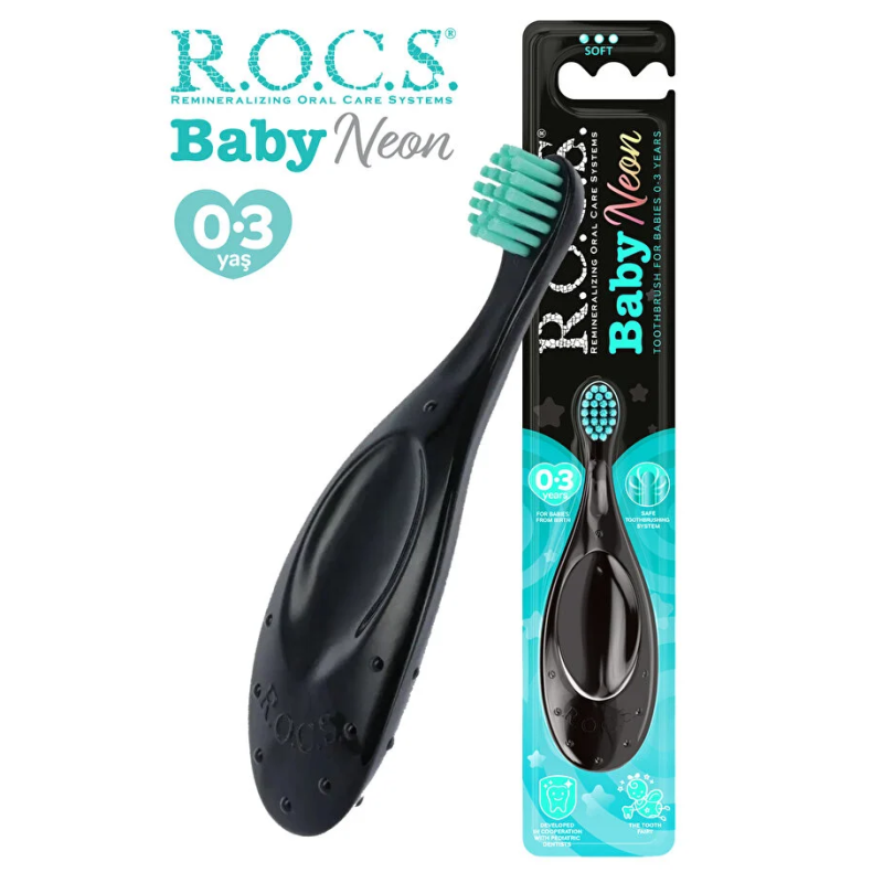 R.O.C.S. Baby Neon 0-3 Yaş Ekstra Yumuşak Diş Fırçası ( Yeşil)