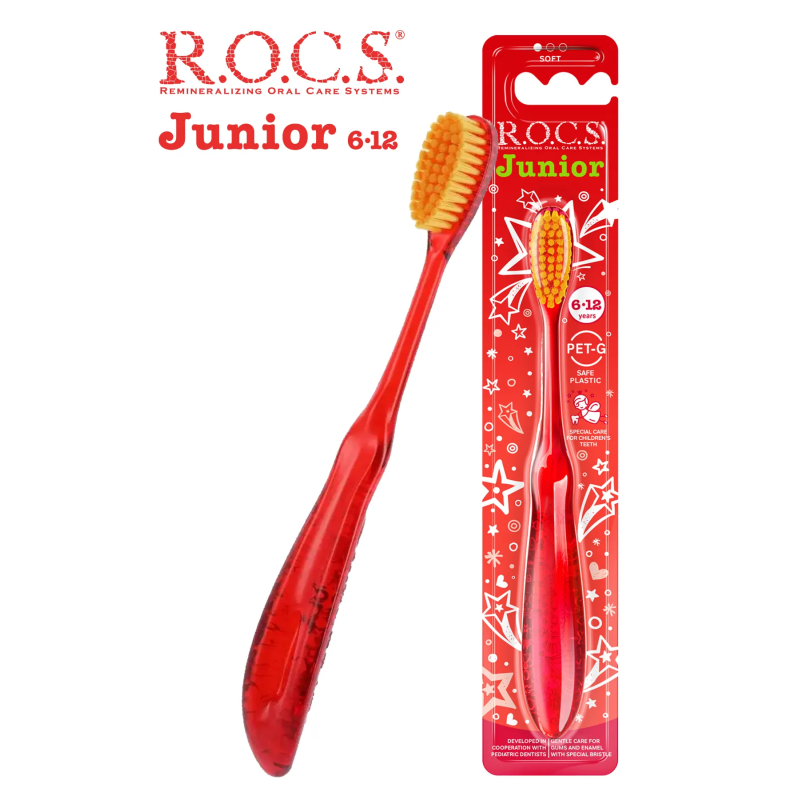 Rocs Junior 6-12 Yaş Çocuk Diş Fırçası (Kırmızı)